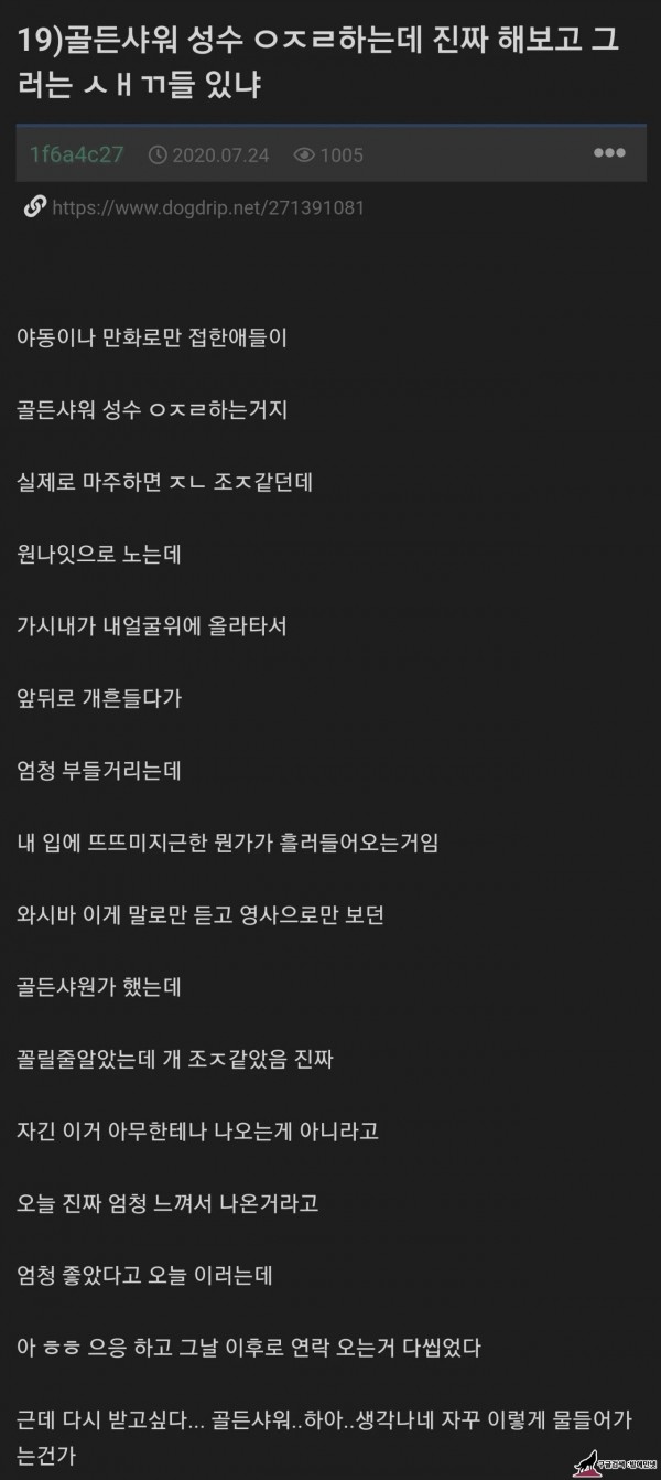 19) 골든샤워, 성수하는데 진짜 해보고 그러는 ㅅㄲ들 있냐? img #1